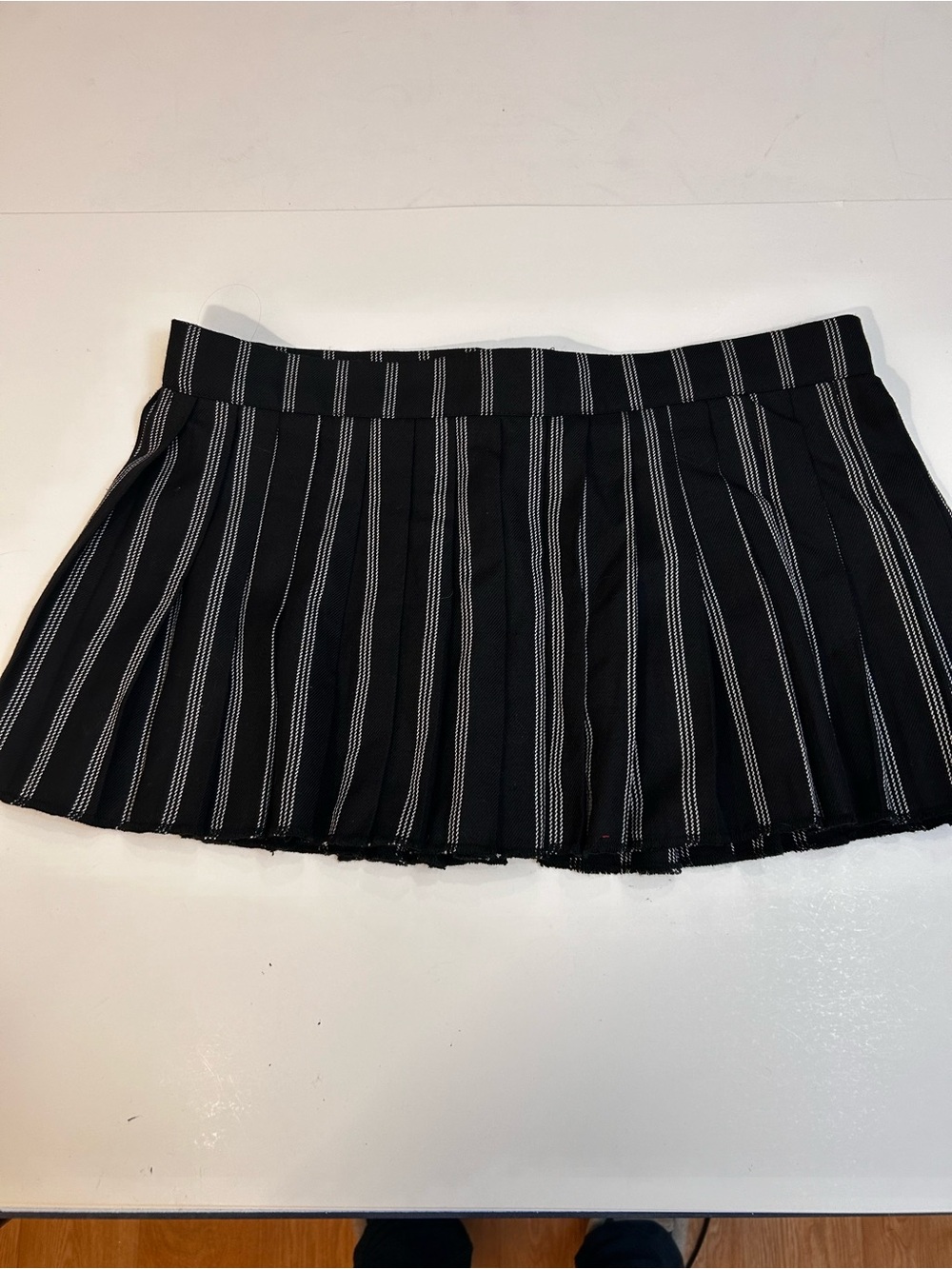 Tripp NYC Black Mini Skirt with White Pinstripes